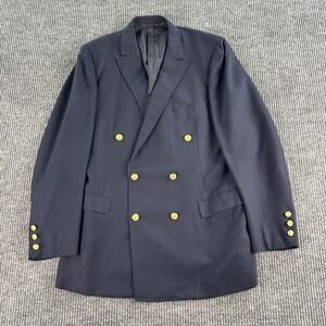 Vintage Arnold Constable Blazer 40L Navy Wool Double Breasted Gold Logo